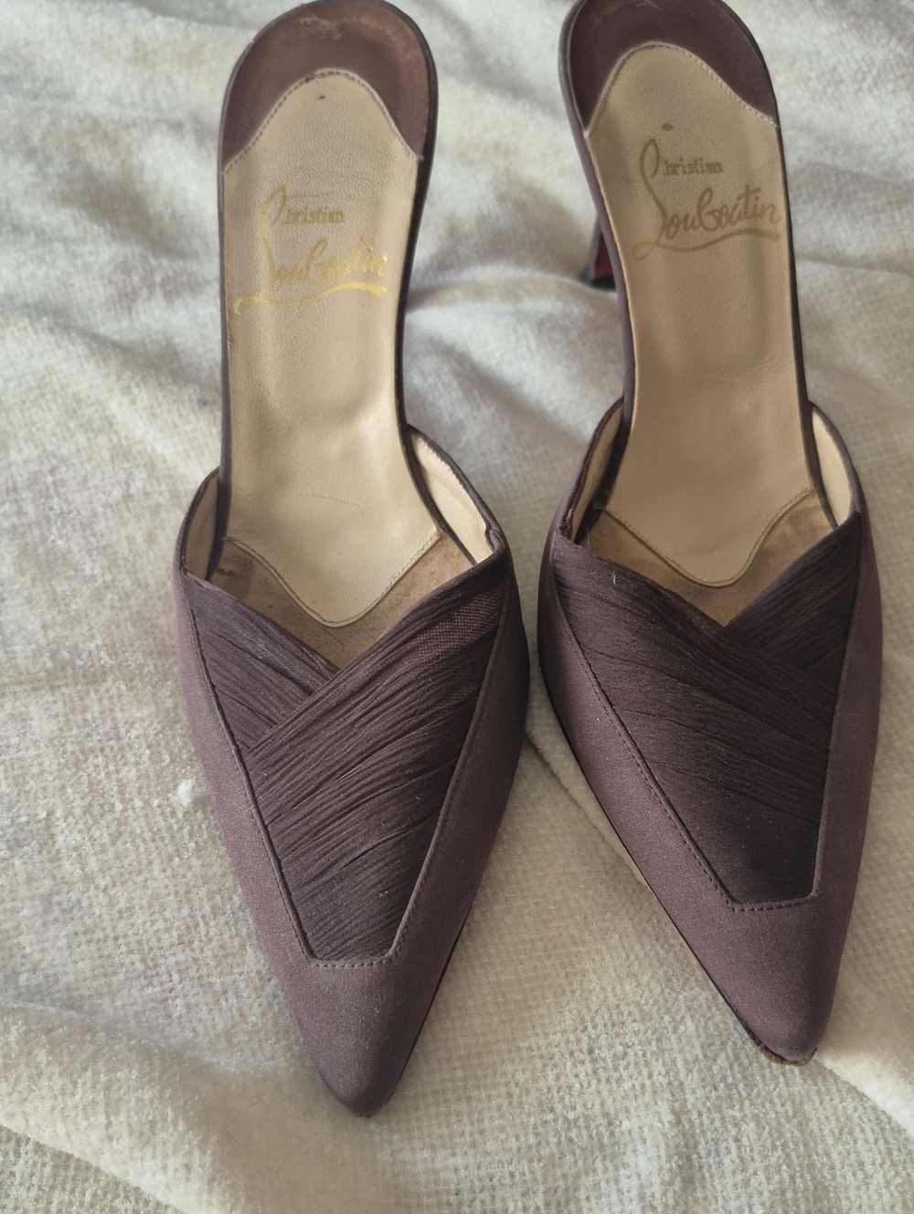 Christian Louboutin Chocolate Brown Pointed Slip-On Heels
